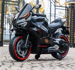 12V Battery-Powered Ducati Panigale V4 Ride-On Hsv5 Bike For Kids With Wings (Black)