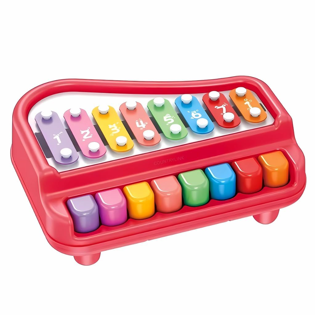 2 in 1 Piano Xylophone for Kids| Musical Toys for Kids Aged 1-3 Years Old, Multicolored Keyboard, Preschool Educational Musical Learning Toy for Baby Girls Boys