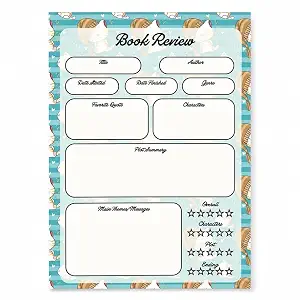 A5 Book Review Notepad – 50 Tear-Off Sheets, Premium 100 GSM Paper | Reading Tracker Log Pad for Book Lovers, Bookworms, and Reading Clubs, 20x14 cm (Sleeping Cat Teal)
