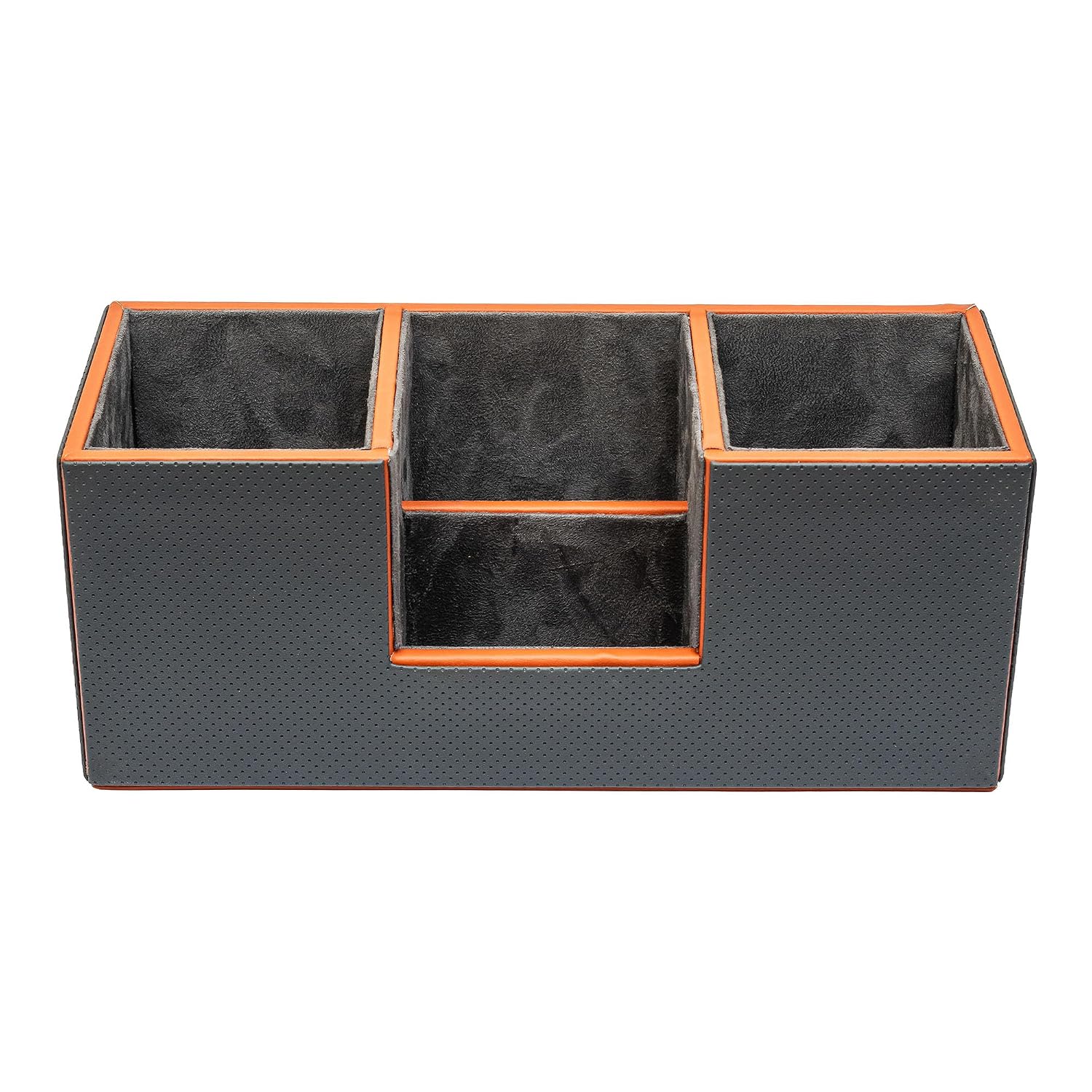 AI DESIGN CO. Office Desk Organizer Caddy | Vegan Leather & MDF Stationery Storage | Tabletop Workspace Accessories Holder for Home & Office Desk | Forge Collection - Carbon Tan, Big