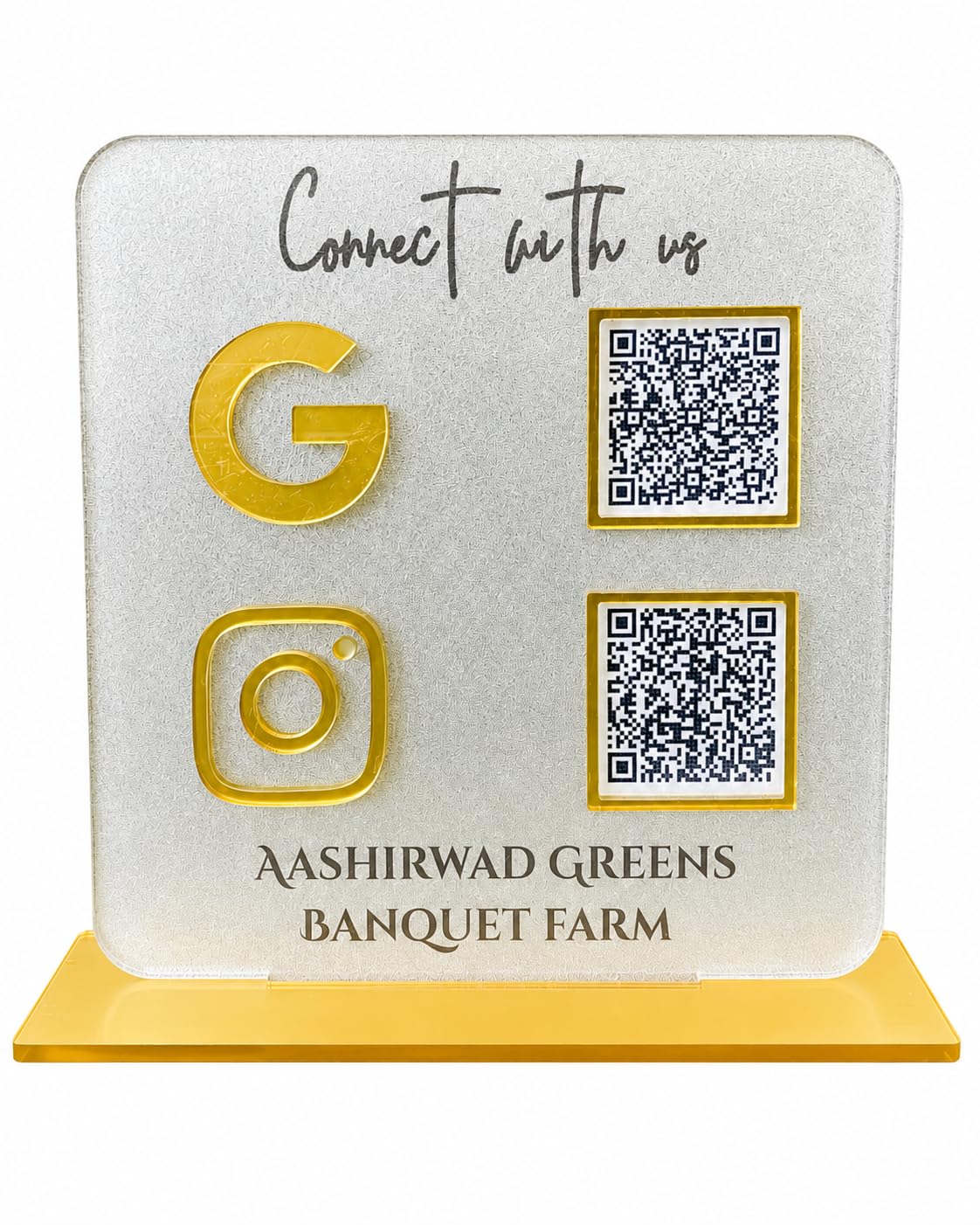 Bharat Tapp Gold Acrylic NFC QR Standee | customers Review & Social Media Link Display | Premium Desk Stand for Shops & Offices