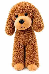Brownie Curly Fur Dog Plush Soft Toy | Cute Stuffed Puppy Teddy for Kids Birthday Gifts Home Decoration