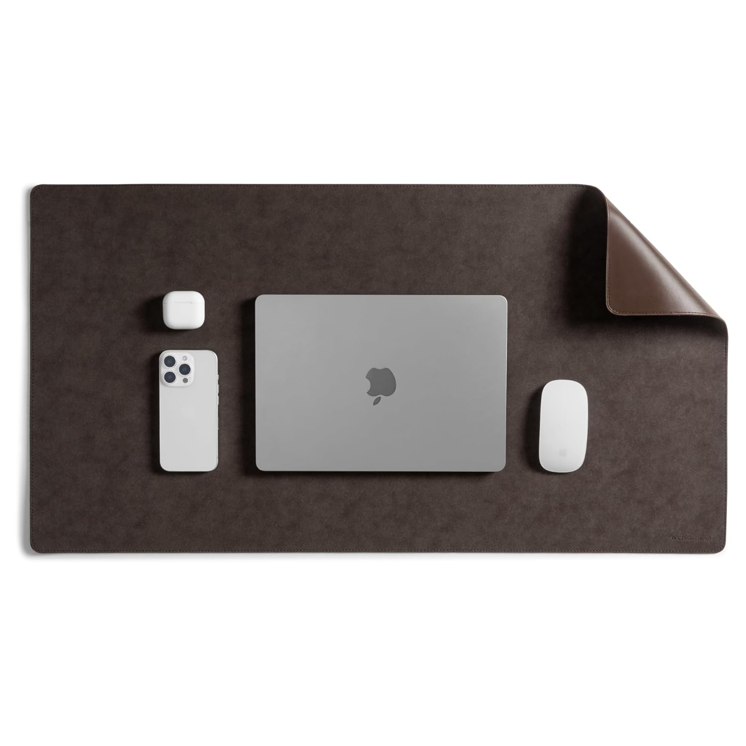 DailyObjects Reversible Desk Matte Sand Premium Vegan Leather Desk Mat|Anti-Skid|Anti-Slip|85 * 45cm|Spread Turf Desk/Laptop Mat for Work from Home/Gaming- Extended Mouse pad and Keyboard Desk-Brown