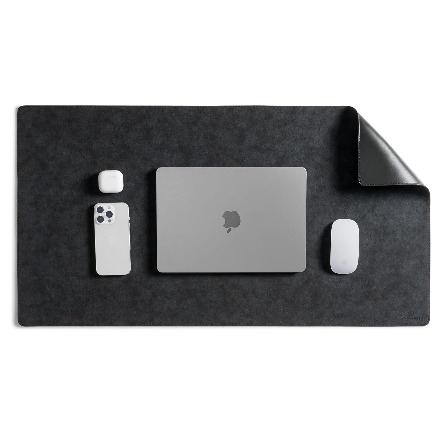 DailyObjects Reversible Desk Matte Sand Premium Vegan Leather Desk Mat|Anti-Skid|Anti-Slip|85 * 45cm|Spread Turf Desk/Laptop Mat for Work from Home/Gaming- Extended Mouse pad and Keyboard Desk-Black