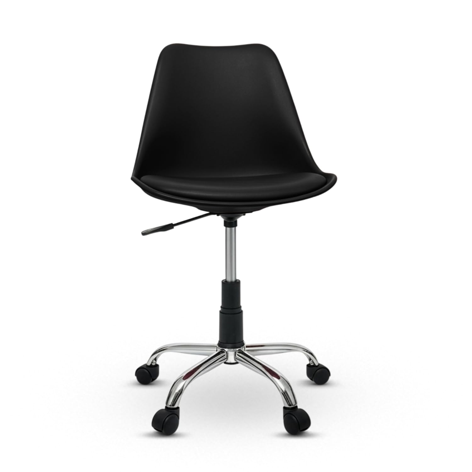 DIYA Smart Study Chair, Office Chair, Revolving Desk Chair, Height Adjustable Chair with Wheels, Curved Nylon Backrest with Cushioned Seat, Ergonomic Computer Chair for Home, Study & Work Use (Black)