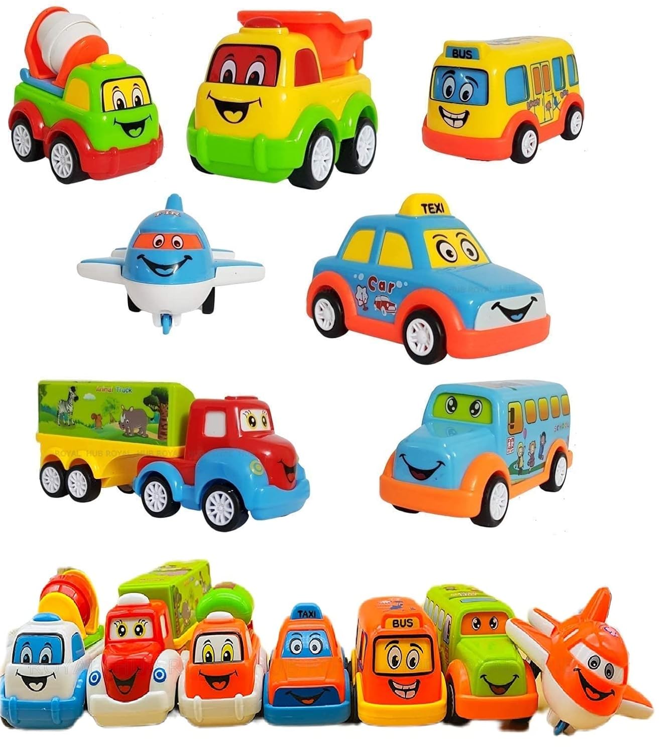 Exclusive, Non Toxic Unbreakable Automobile Car Toy Set, Pull Back Car Truck Toy Aeroplane Set for Kids Boy and Girl, Pack of 7, Multicolor