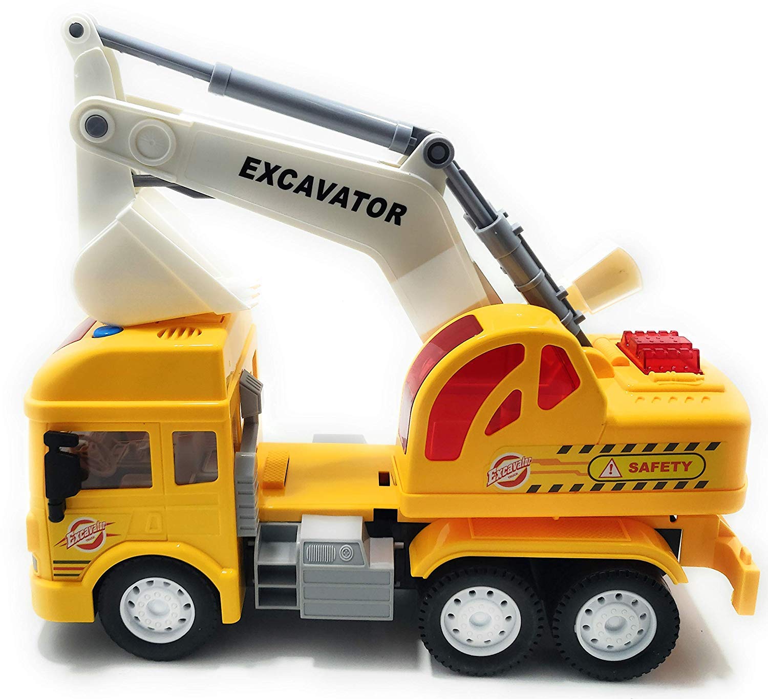 FunBlast Excavator Truck Toy for Kids, Pull Back Vehicles Friction Power Toy Trucks for 3+ Years Old Boys and Girls, Light & Sound Toy for Kids (Multicolor)