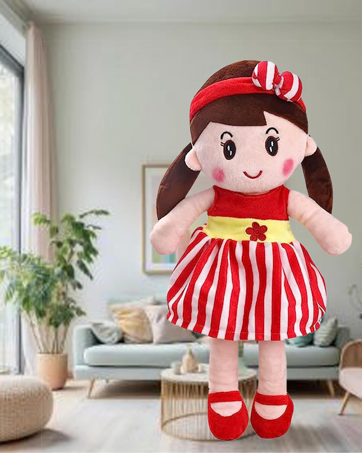 Glance Soft Cute Looking Beautiful Doll | Attractive Stuffed Toys | Grab Your Attention on Little Darling Doll (Red Cute Doll, 80cm)