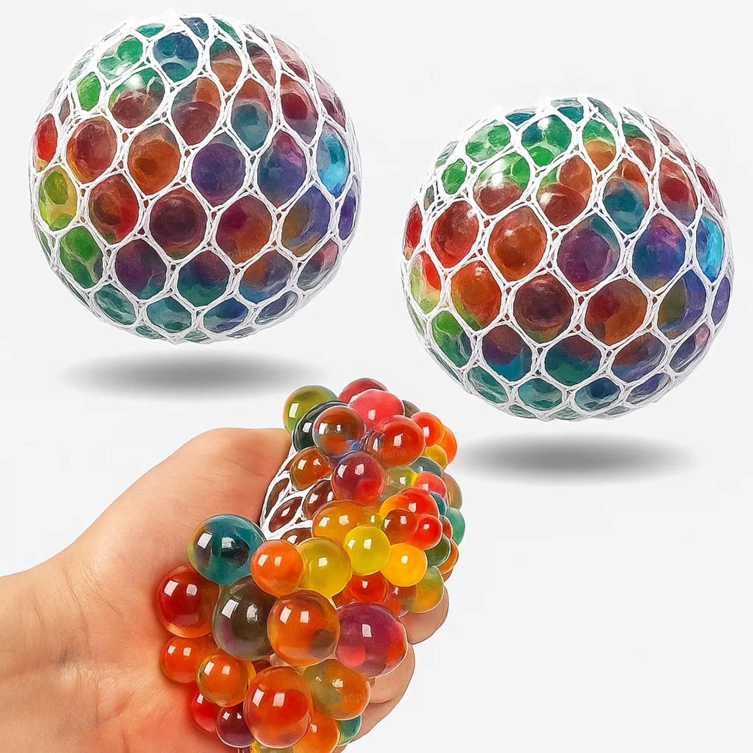 GRAPHENE 2 Pcs Squishy Stress Ball for Kids Squeeze Toy Pressure Relieve Anti-Stress Anti Anxiety Multicolor Magic Slime Mesh Ball Squeeze Grape Balls Return Gifts