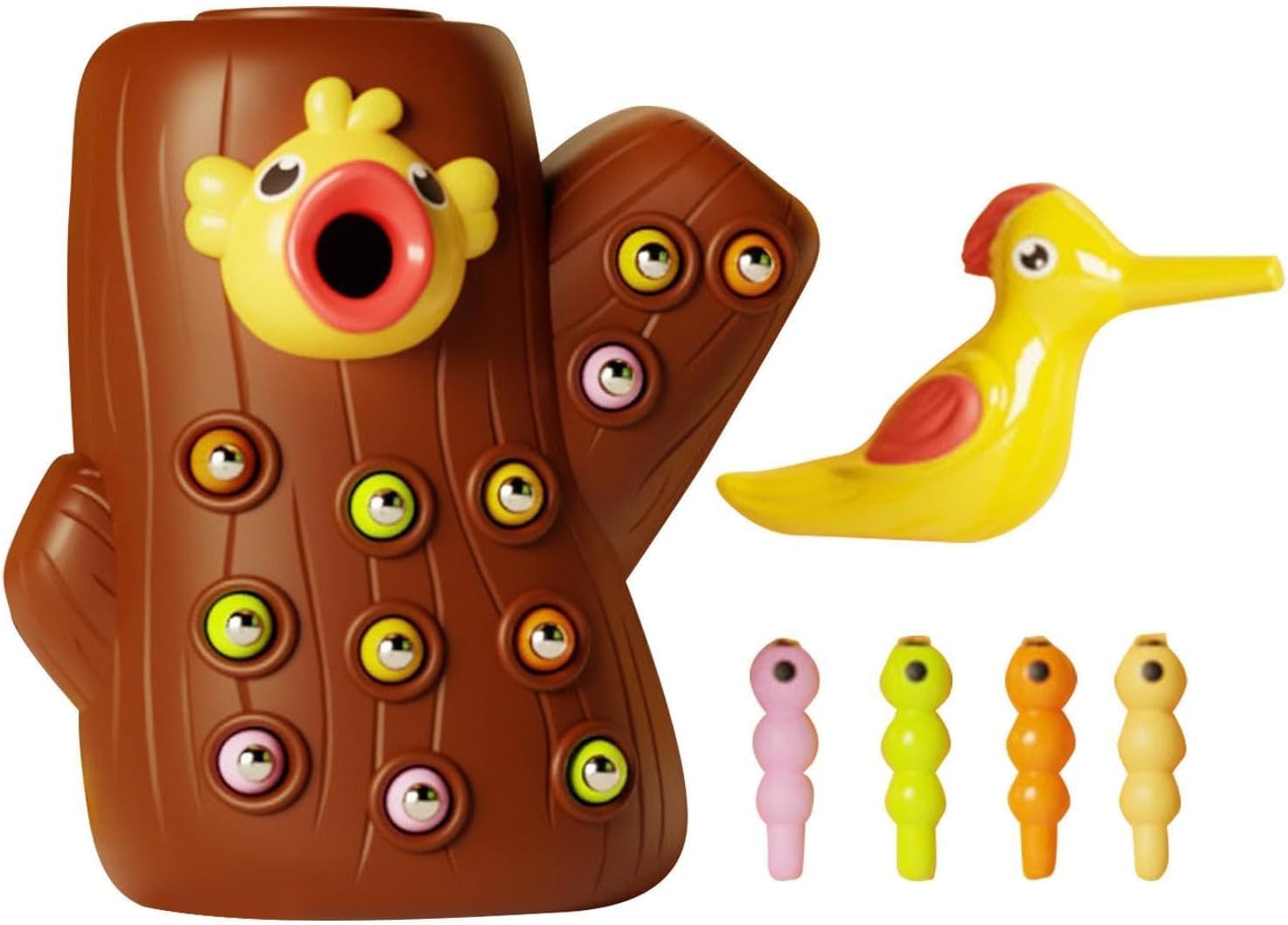 Happy Hues® Sorting & Stacking Toy- Skills Enhancement Motor Skill Toys for Toddlers/Kid -Magnetic- Capture The Worms Toys | Early Educational-Montessori Toy (Woodpecker)