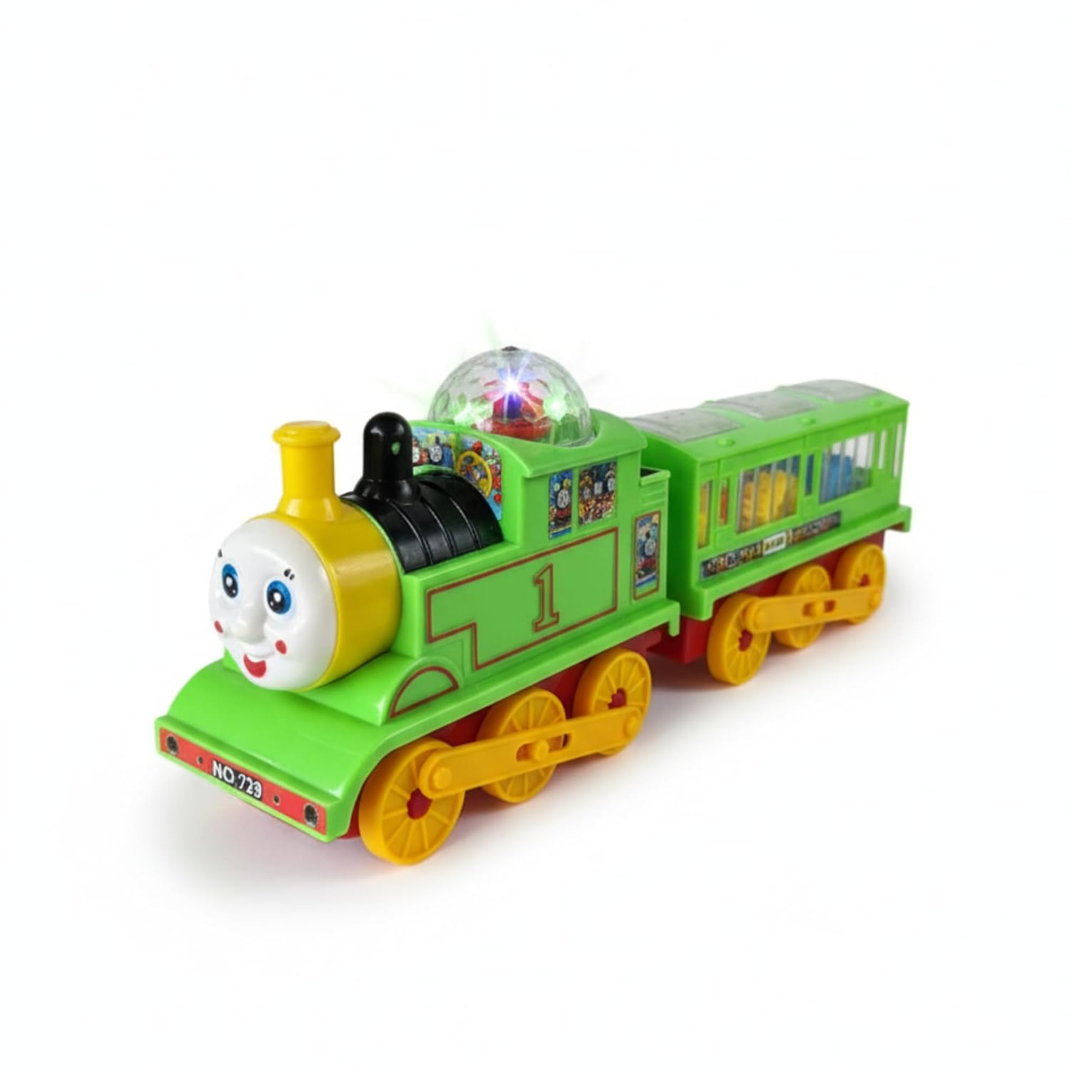 Lilplay Bump & Go Musical Train Toy for Kids | 3D Flashing Lights & Cheerful Music | Battery Operated Toy with Auto Direction Change | Safe Durable Non-Toxic Plastic | Fun Gift | DK 1004 Green