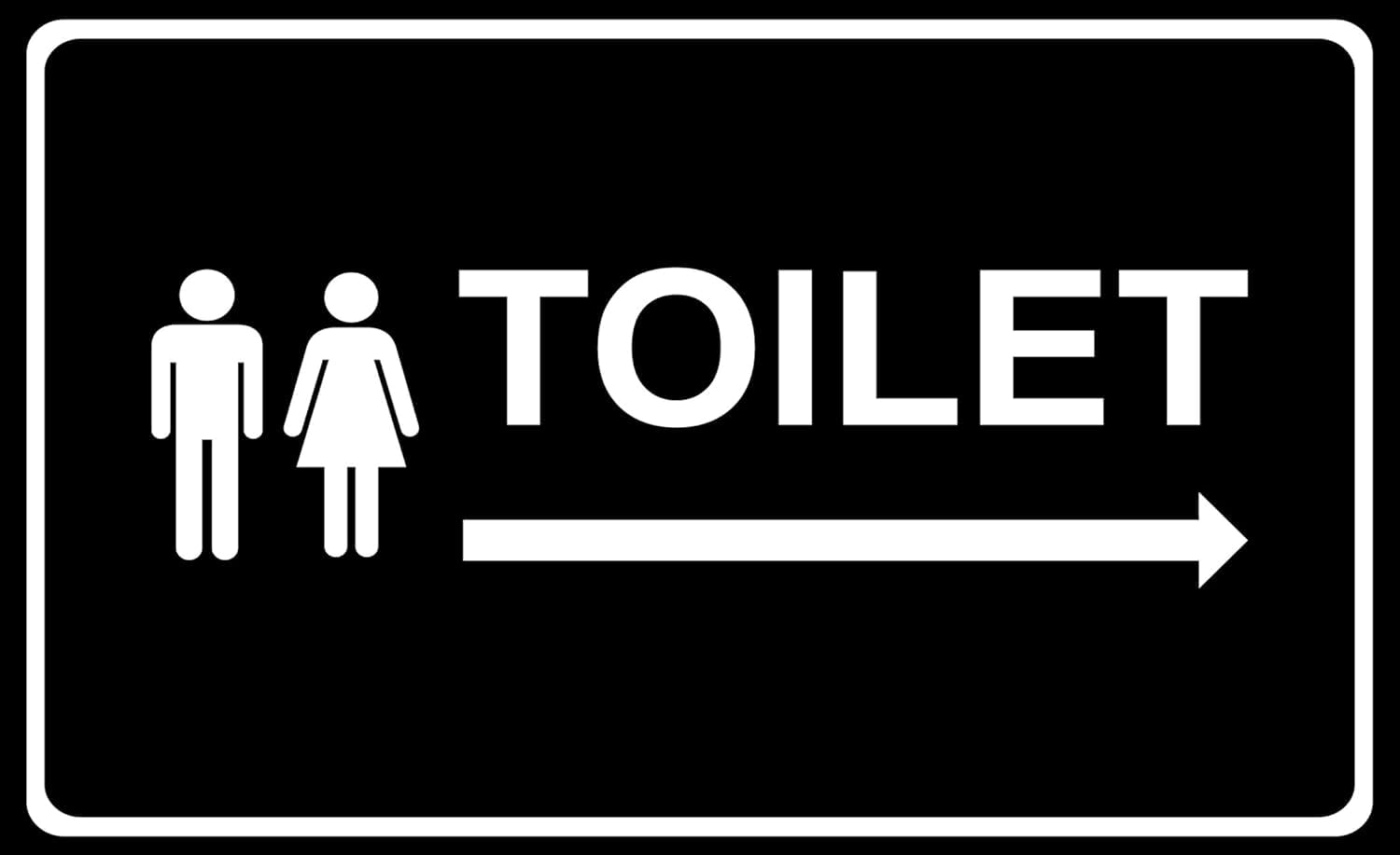 Male Female Toilet Sign Board, Black, Washroom Direction Right Arrow