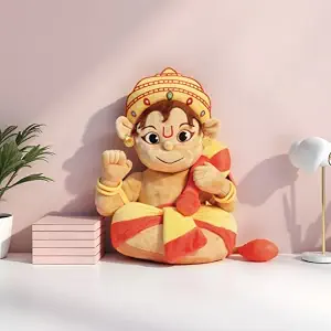 Mantra Chanting Soft Toy (35 Cm) Hanuman Ji Mantra Musical Soft Toys | Medium Size Soft Plush Toy | Lord Hanuman Toy with Info Booklet & Instruction | Best Gift for Infants, Kids, Babies