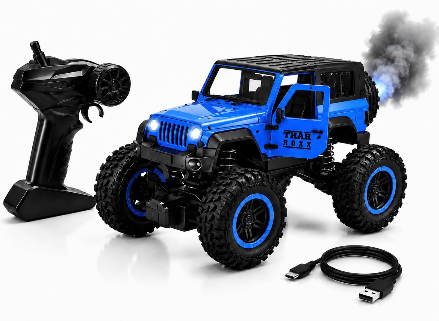 Metal Thar Roxx Remote Control Toy for Kids, Blue Off-Road Vehicle with Interactive Driving Features and Realistic Design