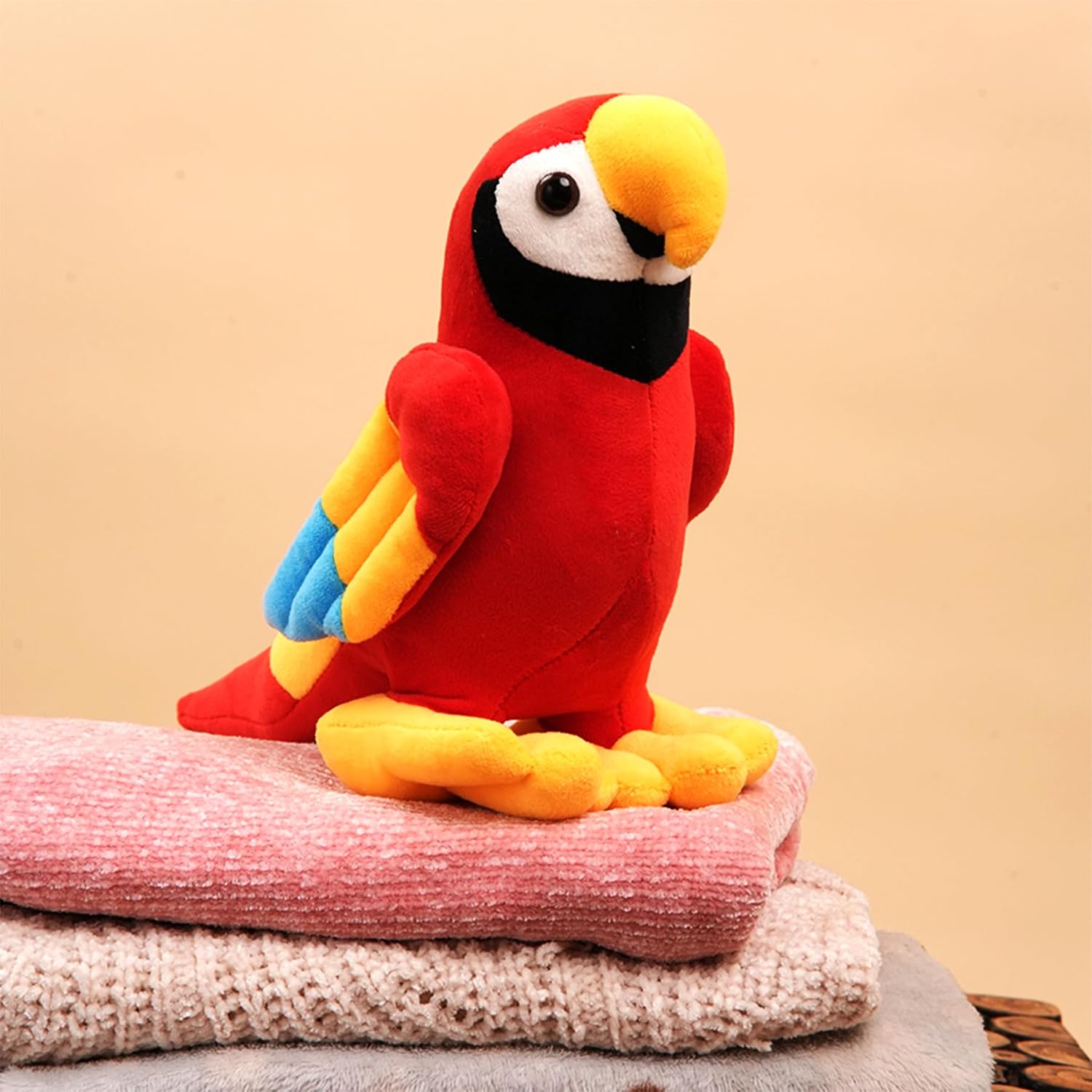 Mirada Cute Red Parrot Soft Toy for Girls/Kids | Stuffed Plush Animal Toy | Soft Toys for Kids, Cute Toys, Baby Toys, Stuffed Animals, Cuddle Toy, Gift Item, Plush Toy for Girls & Boys - 21cm
