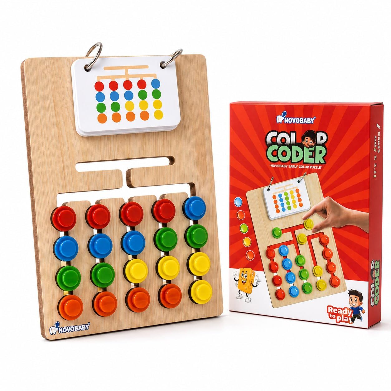 Novo Baby Kids Montessori Slide Puzzle | Color & Pattern Matching Learning Toys for Kids 3-8 Years | Preschool Educational Activity Toy for 3,4,5,6,7,8 | Toys for 6-Year-Old Boy (Modern)