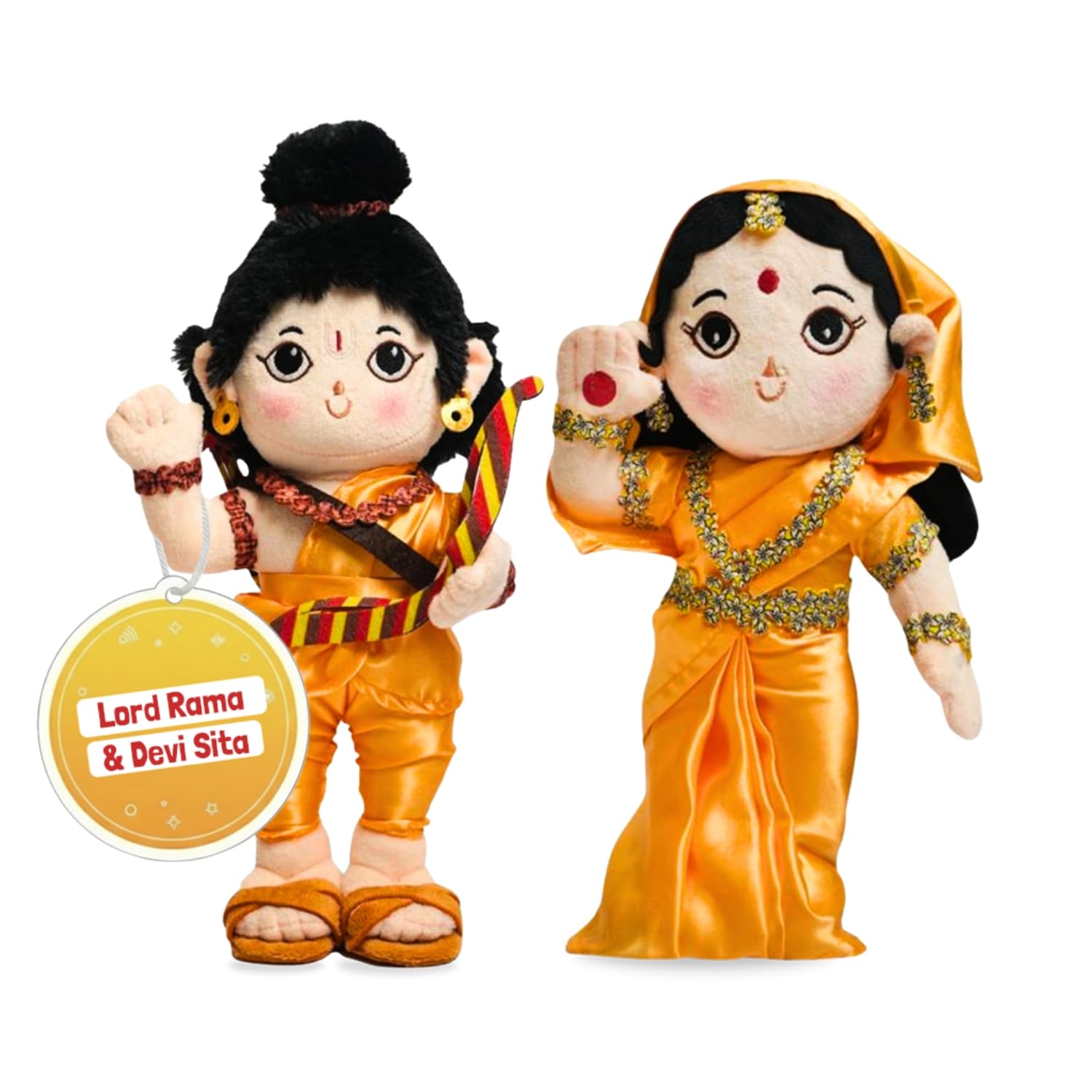 Panda's Box Baby Rama & Devi Sita Duo Soft Plush Stuffed Toy (Non-Musical) | Non-Toxic, Safe | Divine Birthday & Festive Gift for Babies & Kids | Teddy Bear