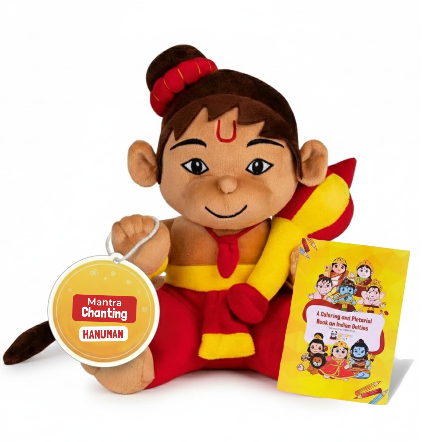 Panda's Box Mantra Chanting Baby Hanuman Soft Toys for Kids |Musical Stuffed Plush Toy for Girl & Boy | Non-Toxic, Safe | Best Birthday Gift for Newborn & Toddlers | Free Colouring Book (Medium)
