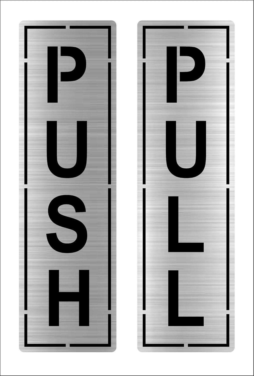 Premium Acrylic Push Pull Door Sign Stickers, Stainless Steel Look Self Adhesive Labels for Glass & Wood Doors | Waterproof | Home, Office, Hospital & Mall Use Set of 1 (2 pcs)