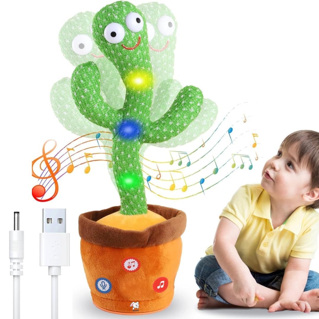 Rechargeable Toys Talking Cactus Baby Toys for Kids Can Sing Wriggle & Singing Recording Repeat What You Say Funny Education Toys for Children Playing Home Decor for Kids