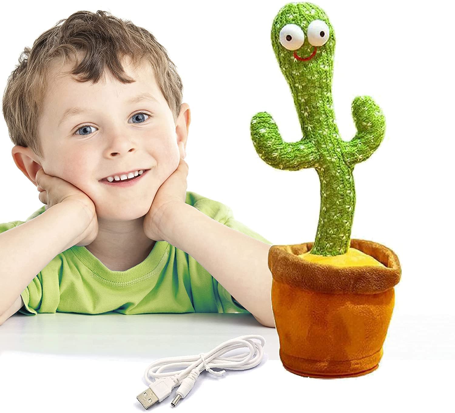 SHINETOY TikTok Dancing Cactus Plush Toy USB Charging, Sing 120pcs Songs,Recording, Repeats What You say, Colored Lights, Gifts for Boys and Girls