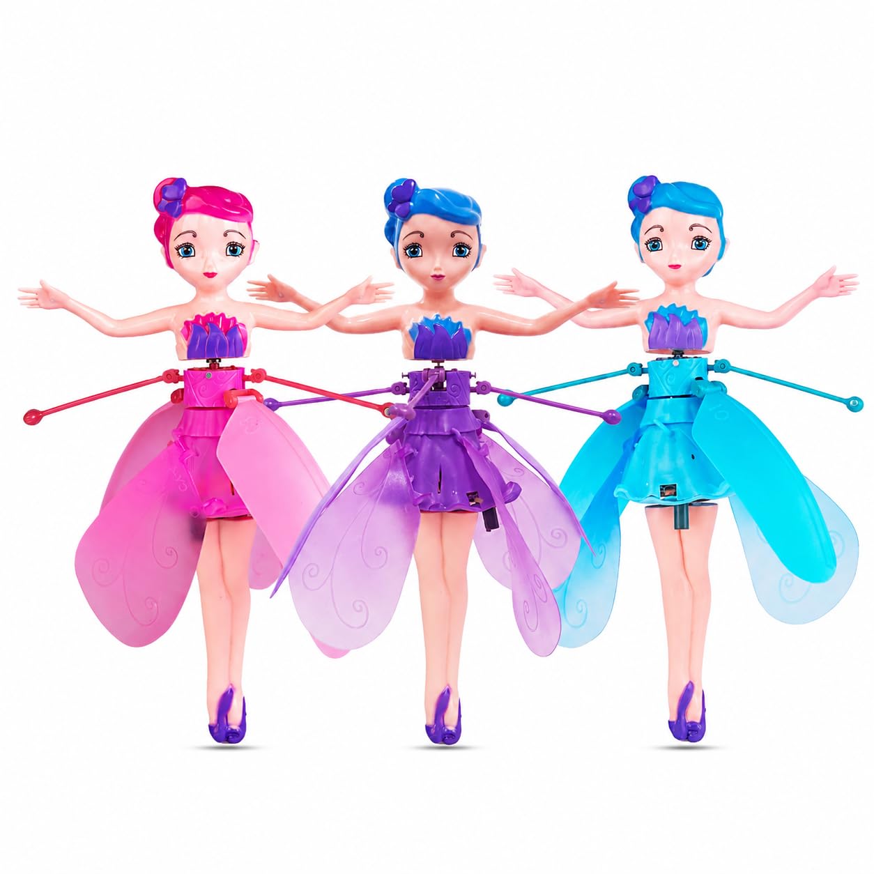 Sky Dancers Flying Fairy Doll for Girls | USB Rechargeable Fairy Doll with LED Light | Hand Sensor Flying Princess Doll for Kids | Dolls for Girls | Flying Toy For Kids | Pack Of 1 | Color May Vary