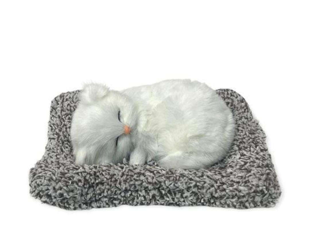 Sleeping Cat Plush Toy with Press Simulation Sound, Stuffed Cat Animal Fur Soft Toys with Sound for Kids Car Dashboard Cat & Office Desk Decoration
