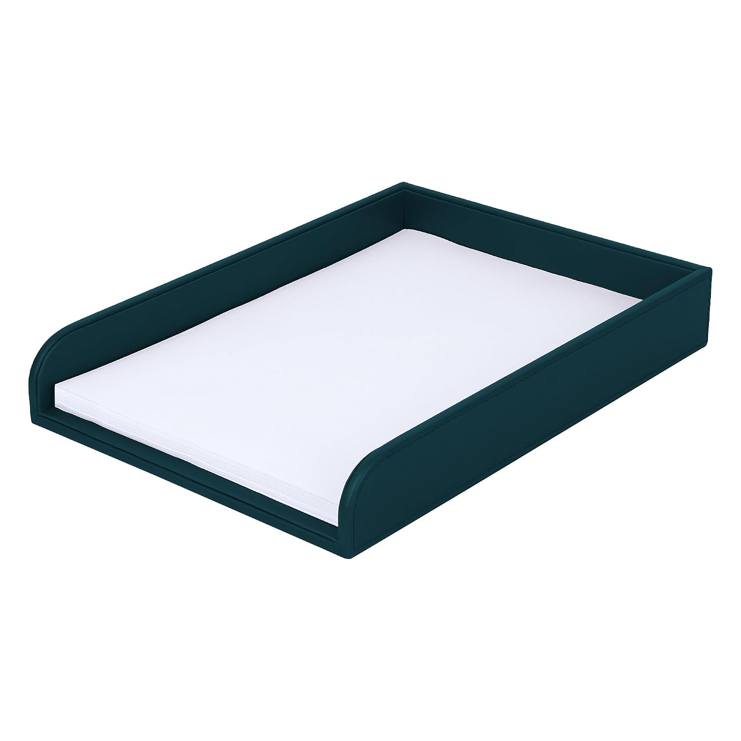 V-CUBE Designs Premium Vegan Leather Rectangular Paper Tray | A4 Size Office Document Holder for Home, Study, Room, Workplace & Hotel | Desktop Organiser, Letter, File, Brochure| MDF Core | Teal