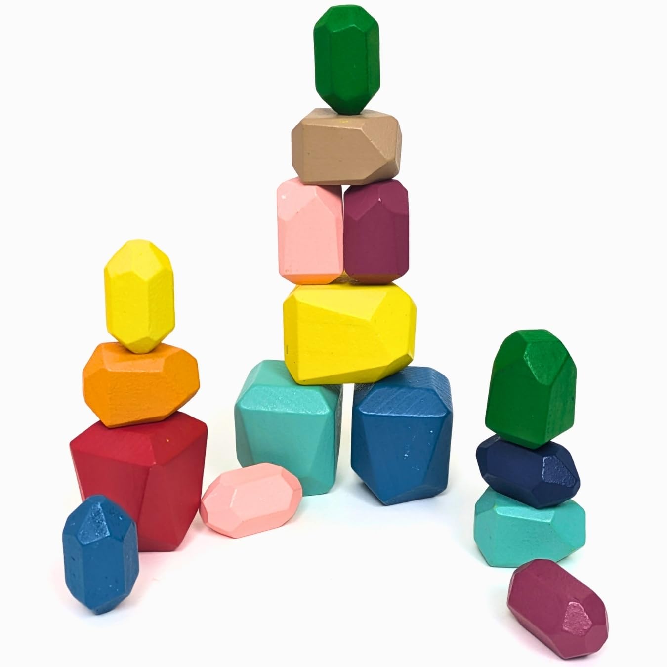 Wooden Balancing Stones for Kids | Montessori Stacking & Activity Toy for Toddlers | Open-Ended Play, Fine Motor Skills, Safe & Non-Toxic Wooden Blocks (16 Pieces, Multicolor) for 3 Years+